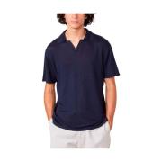 Blauwe Linnen Polo Shirt Officine Générale , Blue , Heren