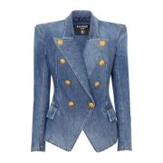 Denim jack met 8 knopen Balmain , Blue , Dames