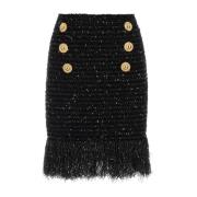 Zwarte tweed rok - Klassieke stijl Balmain , Black , Dames