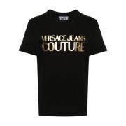 Zwart Logo T-shirt Versace Jeans Couture , Multicolor , Heren