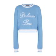 Signatuurgebreide trui Balmain , Blue , Dames