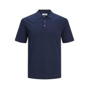 Navy Gebreide Polo Shirt Jack & Jones , Blue , Heren