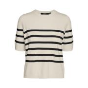 Plain Short Sleeve Pullover Birch/Black Vero Moda , Multicolor , Dames