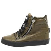 Pre-owned Leather sneakers Giuseppe Zanotti Pre-owned , Green , Dames
