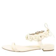 Pre-owned Leather flats Chanel Vintage , Beige , Dames