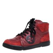 Pre-owned Leather sneakers Gucci Vintage , Red , Dames