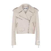 Leren Jas Moschino , Beige , Dames