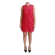 Roze Bloemenkanten Shift Jurk Mini Jurk Dolce & Gabbana , Pink , Dames