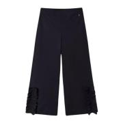 Cropped Trousers Twinset , Black , Dames