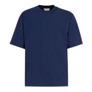 Blauw Katoen Logo T-shirt Marni , Blue , Heren