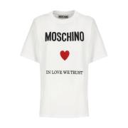 Wit Logo Crew Neck T-shirt Moschino , White , Dames