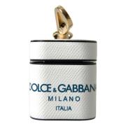 Wit Blauw Leren Logo Print Airpods Hoesje Dolce & Gabbana , White , Da...