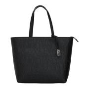 Zwarte Shopper Tas met Logo Belettering Armani Exchange , Black , Dame...