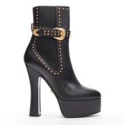 Pre-owned Leather boots Versace Pre-owned , Black , Dames