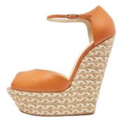 Pre-owned Leather sandals Giuseppe Zanotti Pre-owned , Orange , Dames