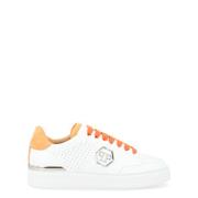 Wit en Oranje Geperforeerde Leren Sneakers Philipp Plein , White , Her...