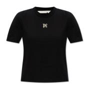 T-shirt met logo Palm Angels , Black , Dames