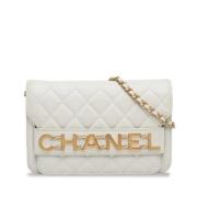 Pre-owned Leather crossbody-bags Chanel Vintage , White , Dames