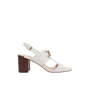 Ivoor Leren Ketting Sandalen Tod's , White , Dames