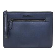 Pre-owned Leather clutches Salvatore Ferragamo Pre-owned , Blue , Here...