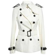 Pre-owned Leather outerwear Burberry Vintage , White , Dames