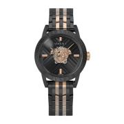 Zwart Stalen Quartz Horloge Versace , Black , Heren
