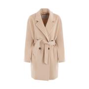 Dubbelbreasted wollen en kasjmier jas Max Mara , Beige , Dames