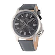 Leren Band Kwarts Horloge, Grijs Police , Gray , Heren