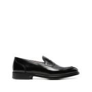 Zwarte Geborsteld Leren Penny Loafers Doucal's , Black , Heren