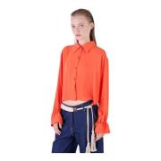 Klokmouw Shirt Over Lijn Silvian Heach , Orange , Dames