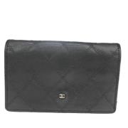 Pre-owned Leather wallets Chanel Vintage , Black , Dames