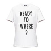 Bedrukt T-shirt Moschino , White , Dames