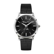 Zwarte Leren Band Quartz Horloge Thomas Sabo , Gray , Heren