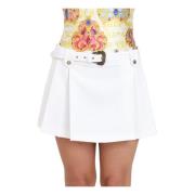 Witte Gesp Geplooide Rok Versace Jeans Couture , White , Dames