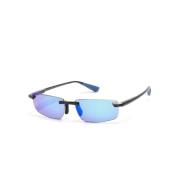 Ilikou B630-02 Shiny Black W/Blue Sunglasses Maui Jim , Black , Unisex