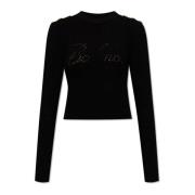 Geribbelde trui met logo Balmain , Black , Dames