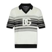 Zijden polo shirt met logo Dolce & Gabbana , Beige , Heren