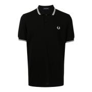 Polo Shirt Dubbele Streep Zwart Fred Perry , Black , Heren