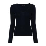 V-neck Knitwear Theory , Blue , Dames