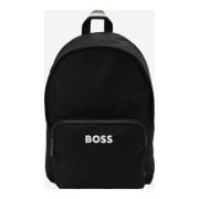 3D Logo Rugzak - Zwart Gecoat Canvas Hugo Boss , Black , Unisex