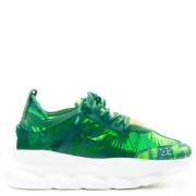 Pre-owned Leather sneakers Versace Pre-owned , Green , Dames