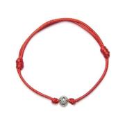 Red String Bracelet with Silver Nialaya , Red , Heren