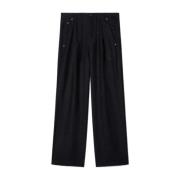 Wide Trousers Off White , Black , Heren