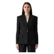 Pinstripe Jas Zwart en Wit Versace Jeans Couture , Black , Dames