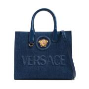 Tote Bags Versace , Blue , Dames