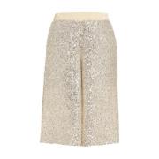 Glitter Sequin Bermuda Shorts Ottod'Ame , Beige , Dames