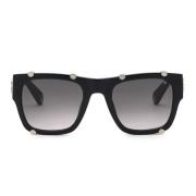 Luxe Hexagon Zonnebril Zwart/Grijs Verloop Philipp Plein , Black , Uni...