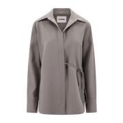 Wollen shirt met V-hals en knoopsluiting Jil Sander , Gray , Dames