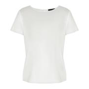 Witte Top met Wijde Hals en Korte Mouwen Emporio Armani , White , Dame...