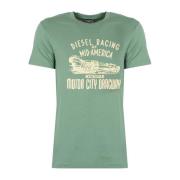 Minimalistische Halslijn T-Shirt Diesel , Green , Heren